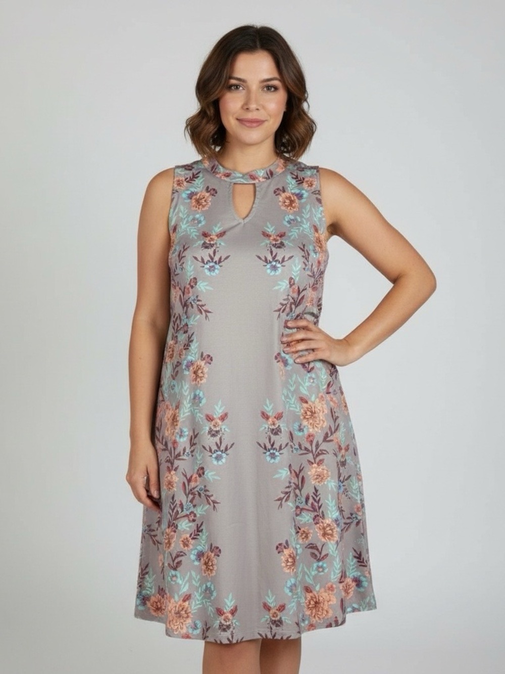 Mudd purple mauve floral mini Dress high neck size large spandex cut outs a line